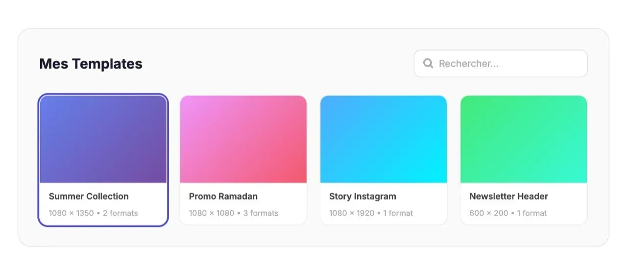 Template library with multiple format presets ready to render